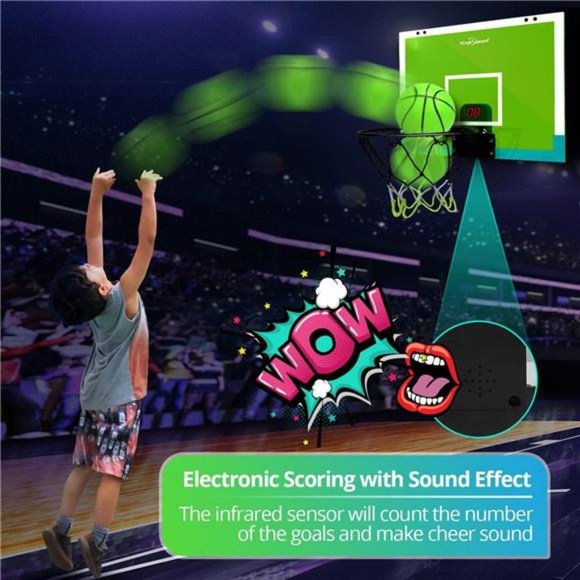 Indoor Basketball Hoop Mini Basketball Hoop Over The Door Electronic Scoreboard - Picture 4 of 6